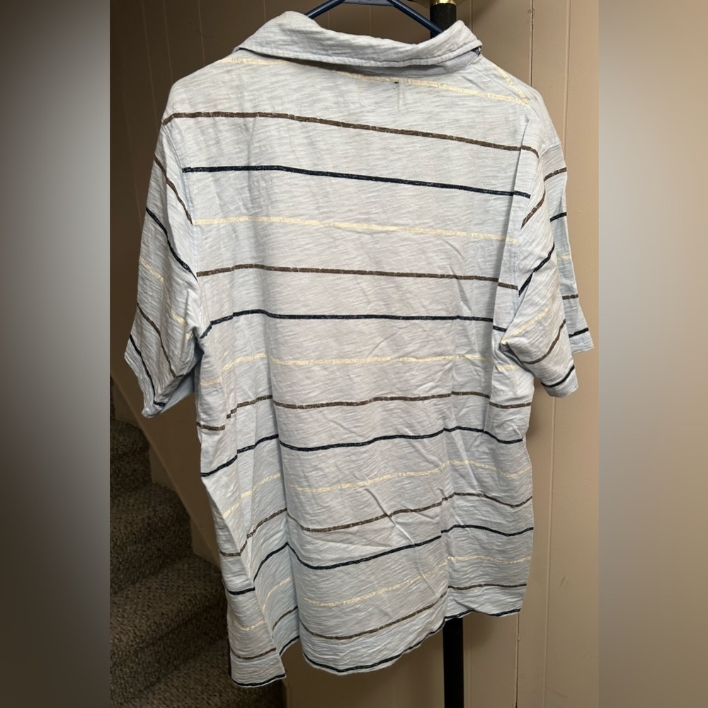 Converse Men's Light Blue and Navy Striped Polo - Picture 5 of 14
